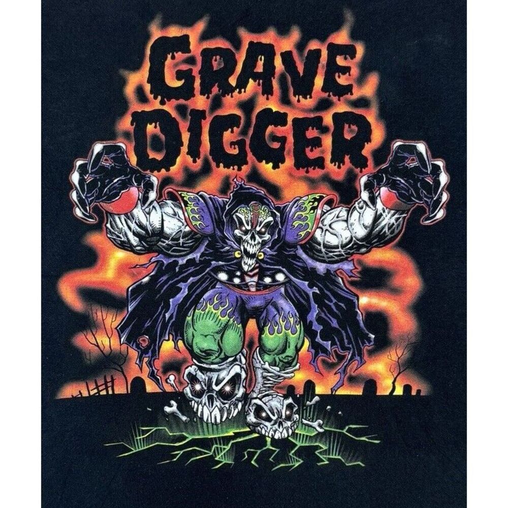 Vintage 2002 Grave Digger Reaper USHRA Monster Jam T-shirt Men's Size Small